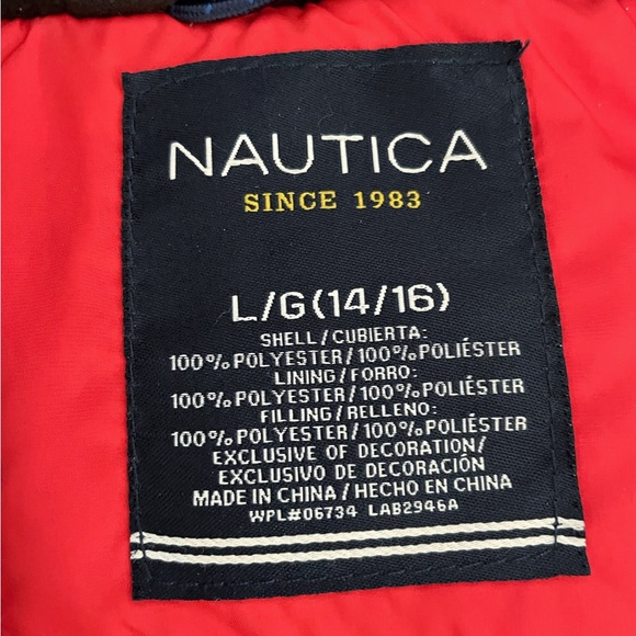 Nautica Women’s L Winter Parka Jacket Hooded Navy Blue Faux Fur Lined Warm Coat - Picture 7 of 10